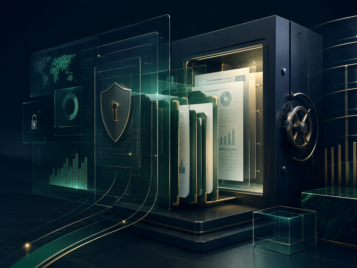Data room seguro com documentos organizados para due diligence